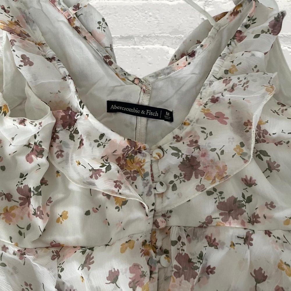 Abercrombie & Fitch Floral Ruffle Strappy Back Peplum Tank - Picture 4 of 5